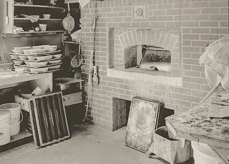 An old brick oven in a working bakehouse